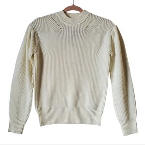 New English Factory Ivory Chunky Knit Puff Sleeves Size XS NWT